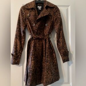Cache Brown Leopard Trench Coat
